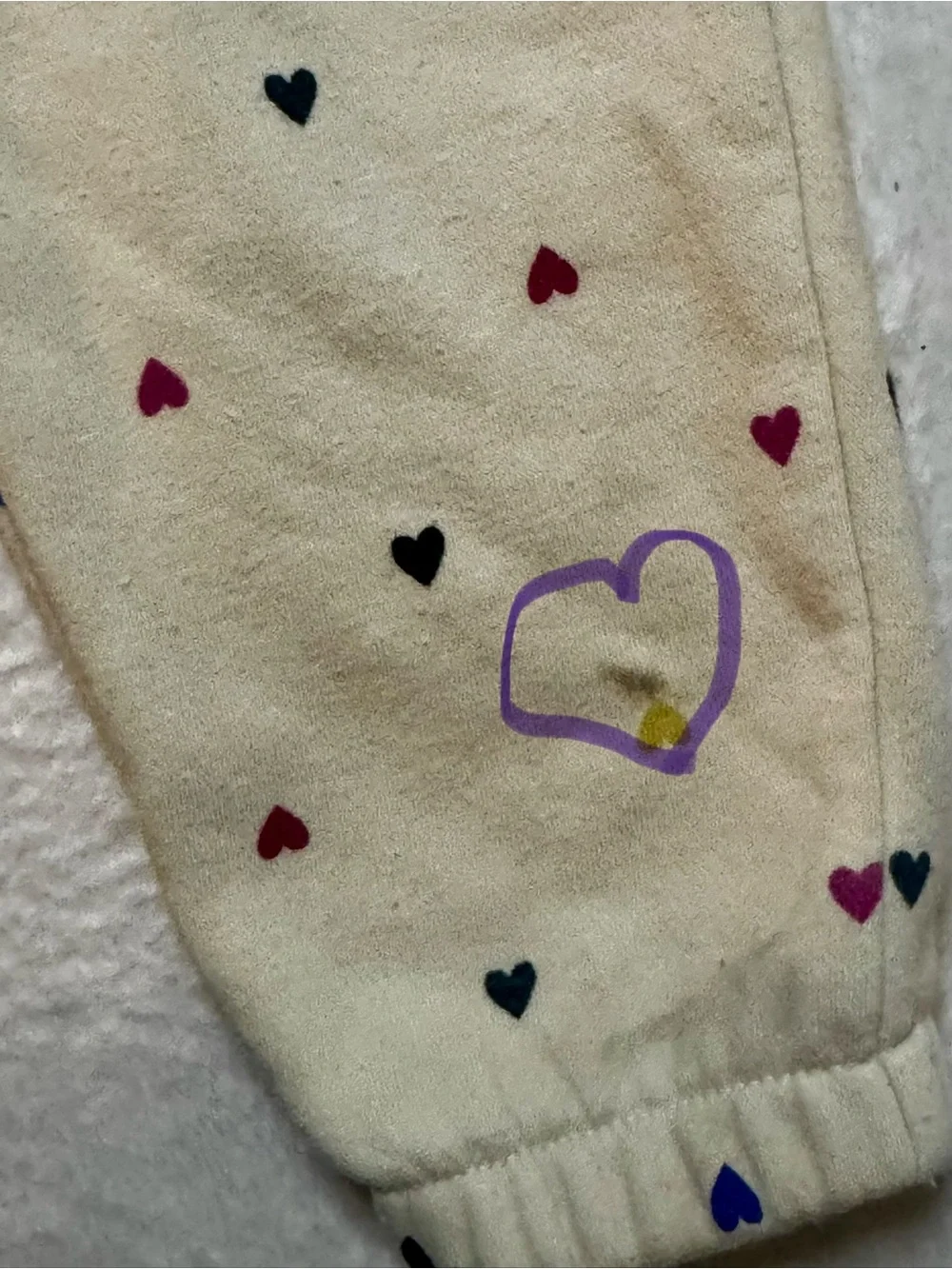 GAP Cream Heart-Print Fleece Jogger Pants for 12-18 month baby